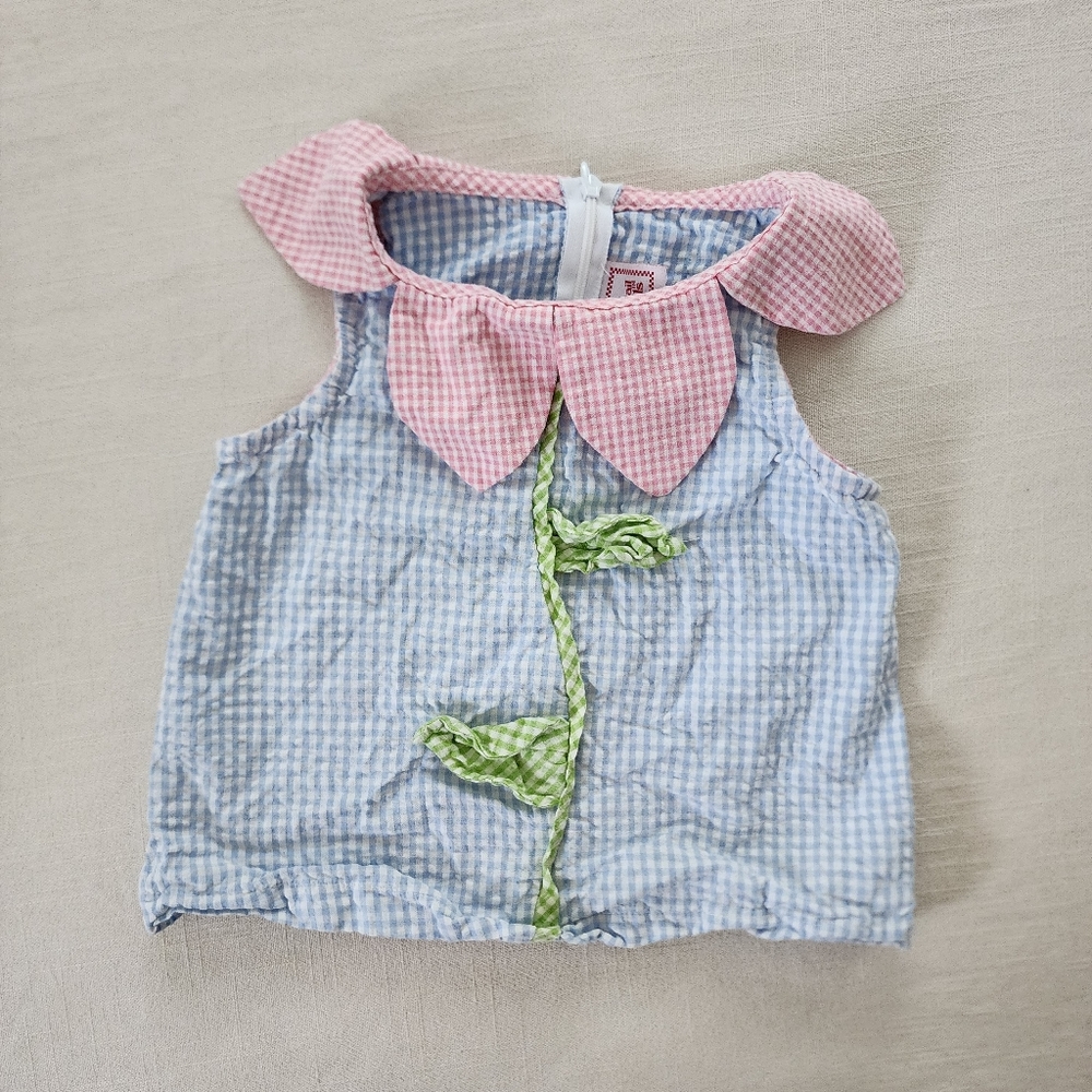 Vintage Gingham flower shirt 5t